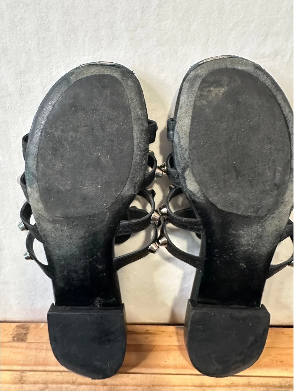 Balenciaga Black Leather Studded Gladiator Multi Strap Sandals 39 US 9
